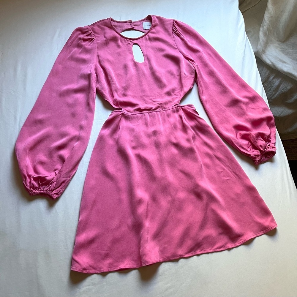 THE WOLF GANG pink cutout backless long puff sleeve mini‎ dress